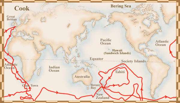 Маршрут второй экспедиции Джеймса Кука в южные широты